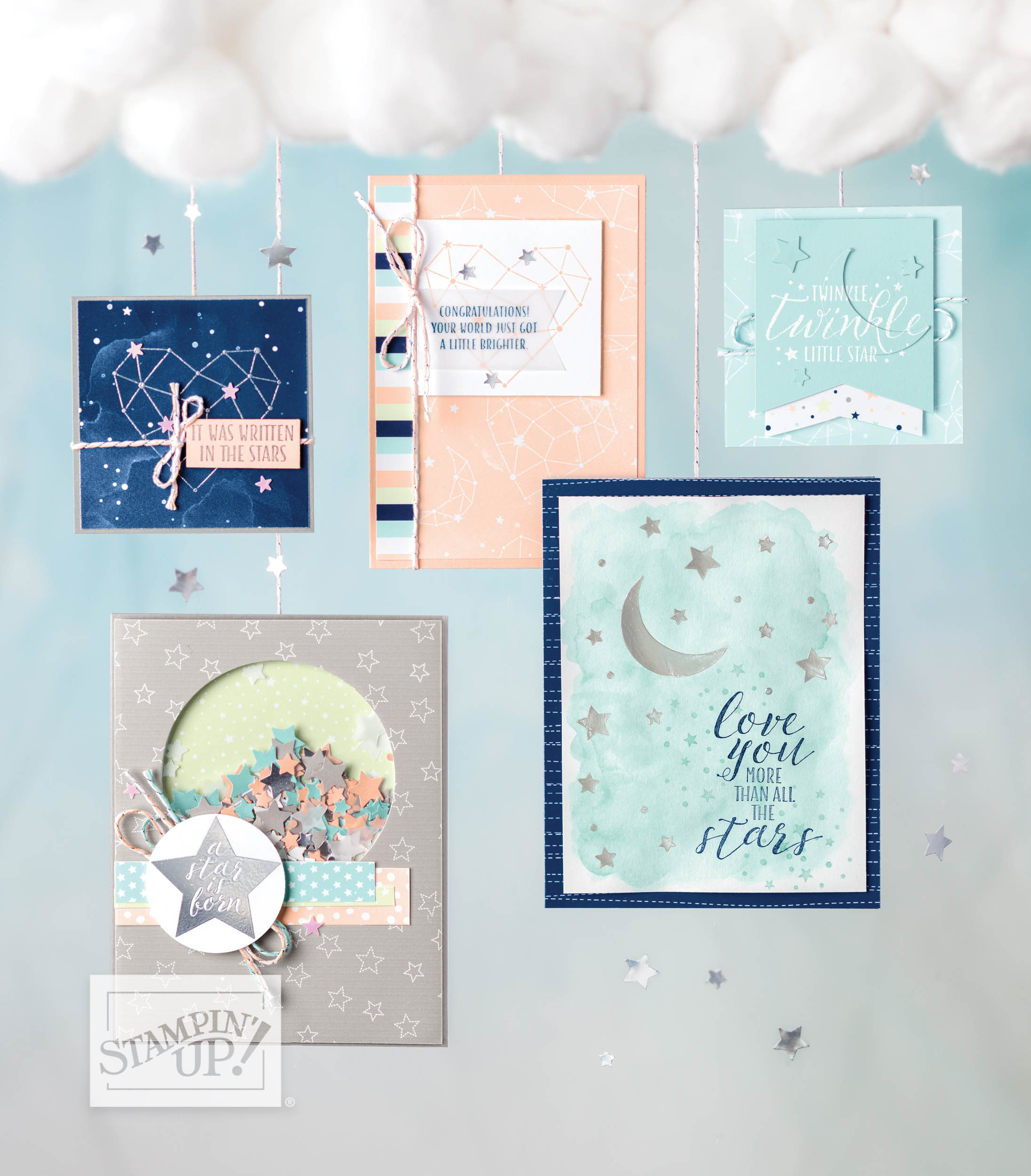 Das Produktpaket Sternstunden ist ein tolles Set für Babykarten und im August 2018 gibt es bei Stampin' Sunny ein tolles Angebot.