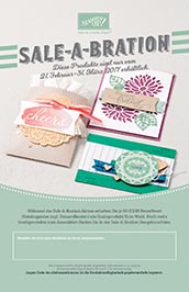Die zweite Ausgabe der Sale-A-Bration Borschüre enthält drei neue tolle Produkte, die ihr ab einem Bestellwret von 60€ kostenlos erhalten könnt.